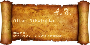 Alter Nikoletta névjegykártya